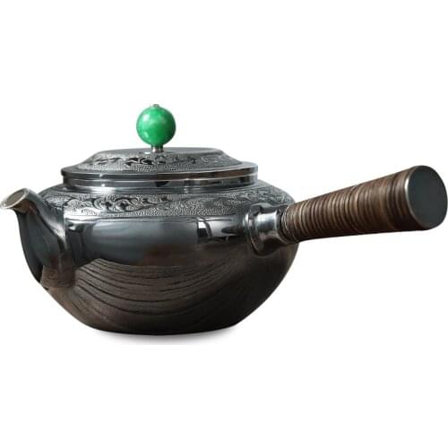 Silver Pot, Pure Silver 999 Tea Pot, Pure Handwork, A Japanese Style Small Tea Pot, Side Handle Pot, Pure Silver Pot, Smoke And