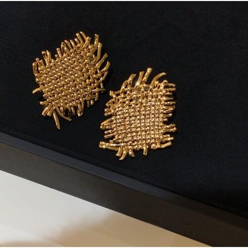 MINAR Statement Wide Weave Stud Earrings Solid Color Metal Earring for Women Mujer Girl Simple Accessories Anniversary Gifts