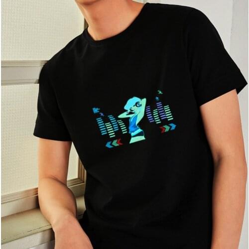 LED Lights Luminous T-Shirt Voice Music Control Hip-Pop Cool Dance Bar Flash Club Men Women Clothes Fashion Disco