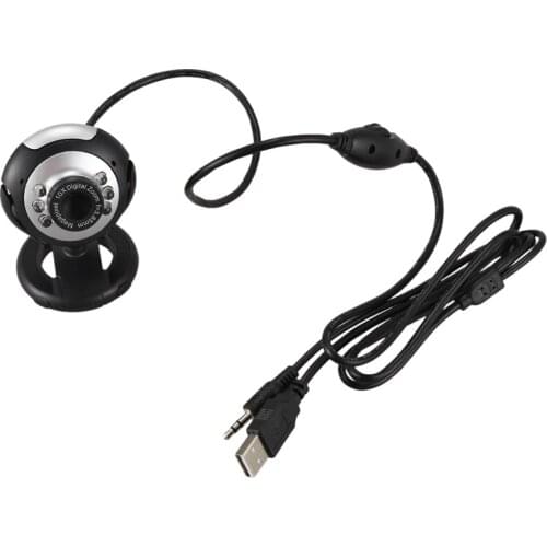 USB 6 LED Caméra de Vision Nocturne PC Webcam Réseau avec Microphone pour MSN ICQ AIM Réunion Skype Net, Noir