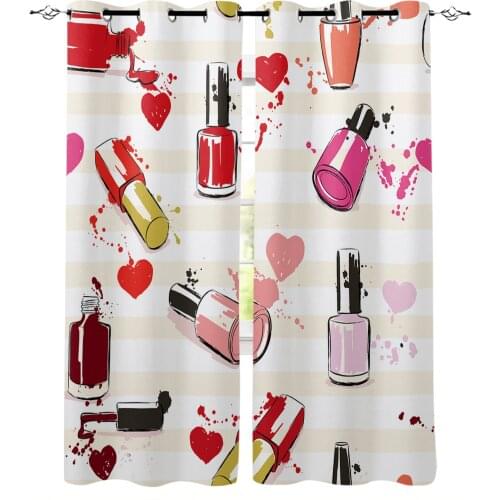 Cosmetic Nail Polish Female Cartoon Curtain for Living Room Bedroom Curtain Window Treatment Blinds Drapes Kids Room Curtains