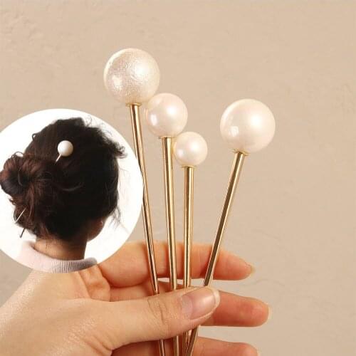 1pcs Hair Stick U Shaped Wedding Elegant Pearl Hair Stick Headdress Hairpin Clips for Bridal Wedding Hair Jewelry Accessories