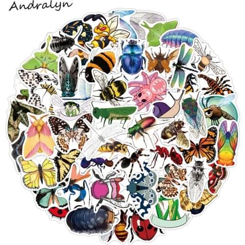 10/30/50 PCS Nature Insect Stickers PVC Waterproof Decal Stickers For Kids Toy Luggage Notebook Laptop Phone Skateboard Gift