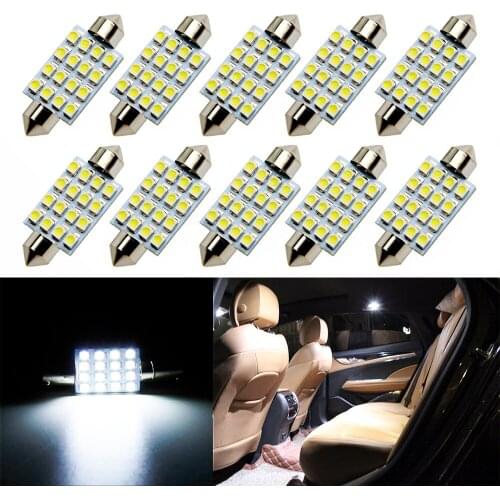 10PCS 31mm 36mm 39mm 41mm 3528 1210 SMD LED Car Lights Auto Festoon Reading Dome Interior Map Light Bulb Lamp for DC 12V White