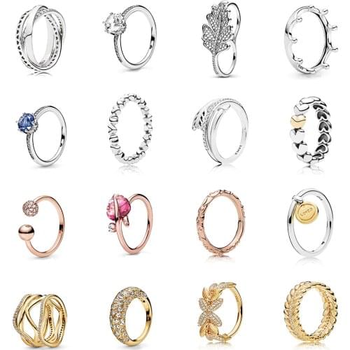 2020 High Quality Autumn And Winter New Products 100% S925 Oak Leaf Double Shiny Crown Ladies Fashion Ring Luxury Jewelry