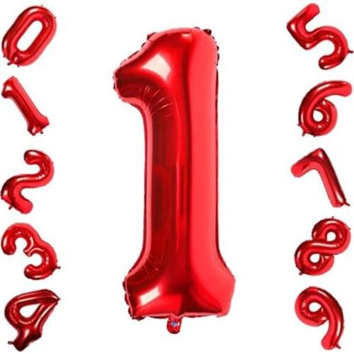 32inch Big Number Foil Balloons Red Blue Digit Figure Balloon Child Adult Birthday Wedding Decor Party Supplies