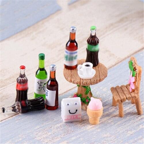 5PCS Mini Beer Drinks Milks Dollhouse Miniature Realistic Shape Mini Home Craft Ornament Shadowbox DIY Landscaping Decor NEW