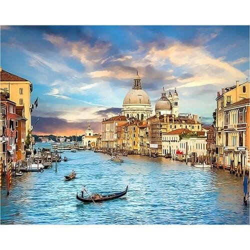 5D DIY Full Round/Square Diamond Painting Water City Scenery 3D Embroidery Cross Stitch Rhinestone Mosaic Home Decor Art Y1116