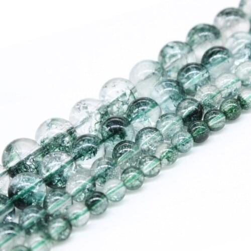 6/8/10/12mm Natural Green Phantom Crystal Stone Beads For Jewelry Making Round Loose Green Phantom Quartz Beads DIY Bracelet