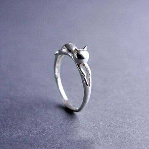 925 svLovely small animal cat svthelearners ring female creativebrief for womens fashion gifts
