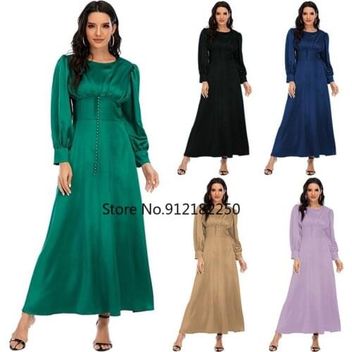 Abaya Dubai Muslim Long Satin Dress Kaftan Plus Size Evening Dresses For Women Vetement Robe Longue Femme Vestidos Mujer Casual