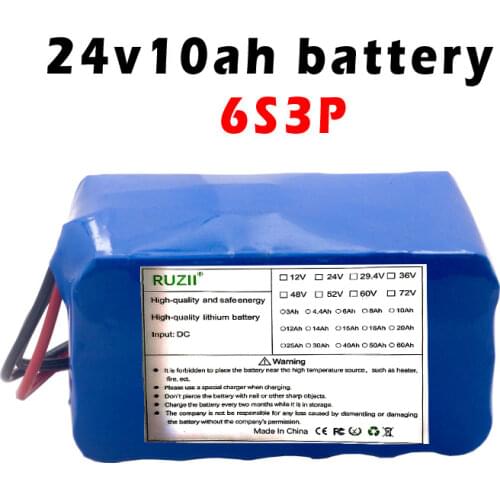 24 V Battery 24V 10Ah Battery Pack 6S 3P 25.2V, with 15A BMS, Used for GPS Navigator / Camera / Electric Bicycle Amplifier Audio