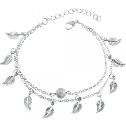 Leaf Anklets Women Double Foot Chain Ankle Bracelets Bohemian Gold Color Leaves Anklet Jewelry For Foot Summer Beach Gifts