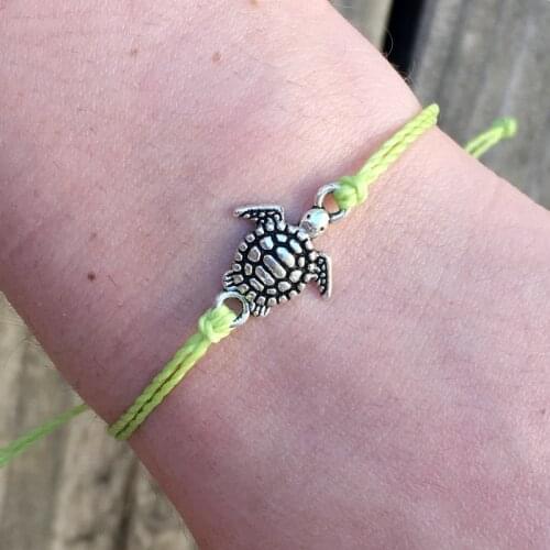 Make a Wish Friendship Girls Unisex Wedding Engagement Bridesmaid Tortoise Green Turtle Sea Turtle Charm Bracelets for Women