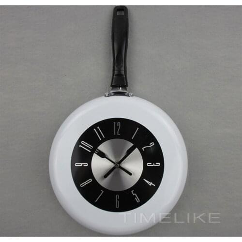 10Inch Creative Stylish Metal Frying Pan Wall Clock for Kitchen Decoration Art Watch