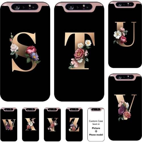 Flower 26 English Name Letters Custom Initial Case For Samsung Galaxy A80 GalaxyA80 A 80 SM-A805F A805 A805F Soft Silicone Cover