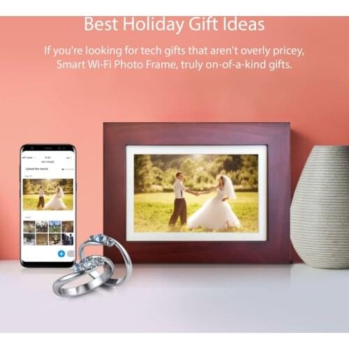 WiFi Digital Picture Frame 8 Inch Touch Screen APP Control Photo Frame 1280x800 HD Real Wood Smart Electronics Photo Frame