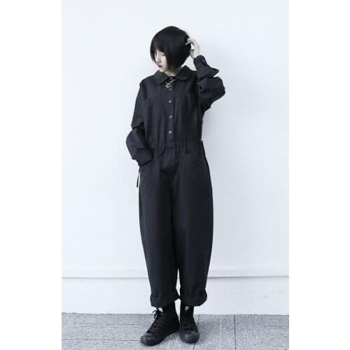 2021 spring new design small crowd black tooling style long sleeve Jumpsuit womens jacket