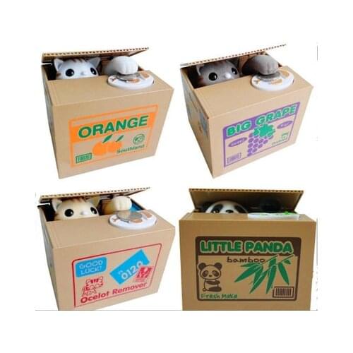 Free Shipping Lovely Steal Money Baboon Cat Dog Banana Monkey Gorilla Coins Piggy Bank Saving Box Money Box Xmas Tricky Gift