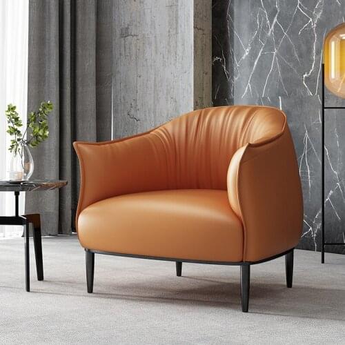 Nordic Single Sofa Leather Italian Minimalist Living Room Balcony Dumpling Chair Lazy Home Modern Simple Leisure Chair