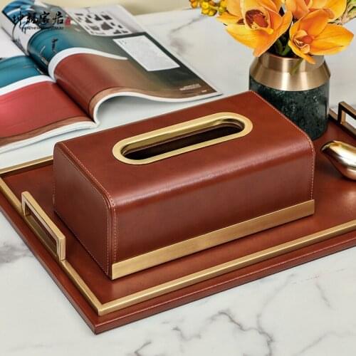 Brass precision casting, light luxury style tissue box, beautiful and practical, multifunctional paper storage box
