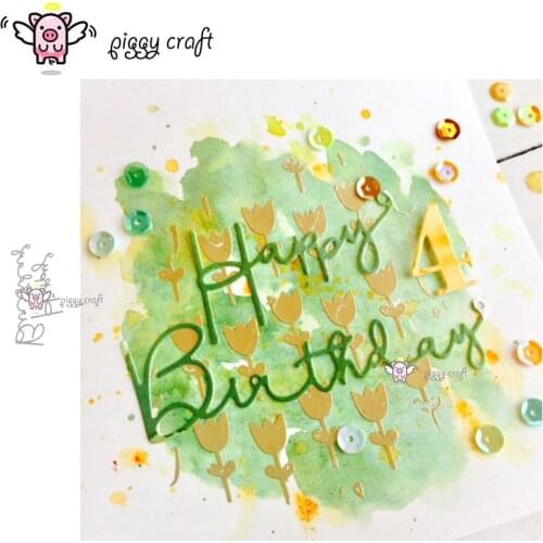 Piggy Craft metal cutting dies cut die mold Happy birthday letters Scrapbook paper craft knife mould blade punch stencils dies