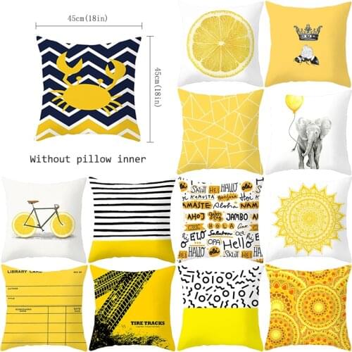 Cute Cushion Cover Yellow Home Decor Pillow Case Nordic Throw Car Interior Bedroom Housewares Personalized Gift for Room 45*45