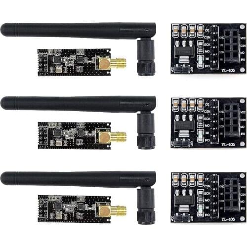 3pcs NRF24L01+PA+LNA RF Transceiver Module with Antenna 2.4 GHz 1100m + 3pcs NRF24L01Breakout Adapter On-Board 3.3V Regulator