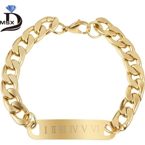MSX Woman Bracelets Bangle for Man Stainless Steel Gold Plating Roman Letter Engraving Engagement Party Female Male Jewelry Gift