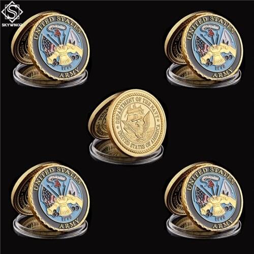 5PCS USA Military Department of The Navy Marine Corps Gold Challenge Coin Medallion Token