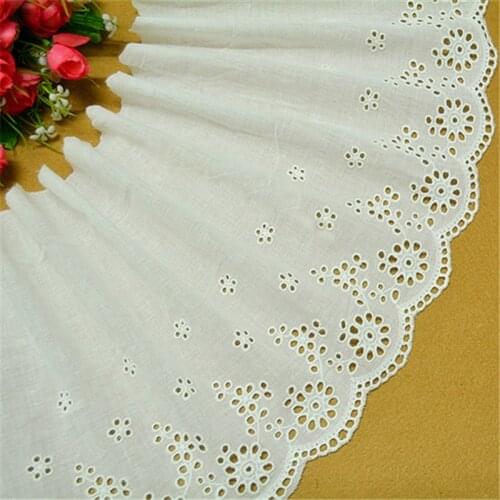 New Arrival Off-white Cotton Cloth Embroidery Lace Trim DIY Lace Fabric Width 23cm 5Yds/lot