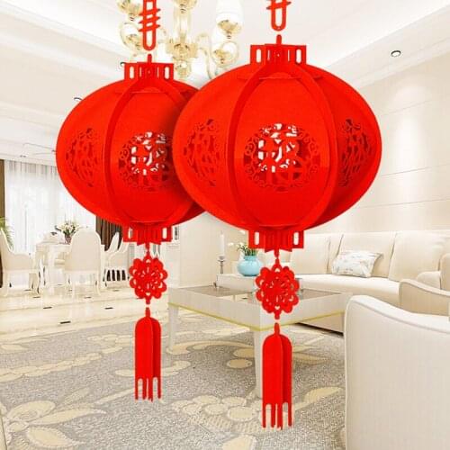 New Year Lantern Decorative Non-Woven Lamp Three-Dimensional Blessing Lanterns Chinese New Year home decoration #4n26