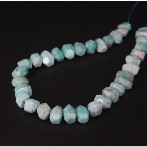 15.5"/strand Center Drilled Peru Amazonite Faceted Nugget Loose Beads,Natural Gems Stone Cut Nugget Pendant Beads Jewelry Making
