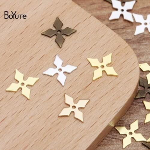 BoYuTe Charms Wholesale 500Pcs 4 Colors 10MM Metal Brass Cross Charms for Jewelry Making