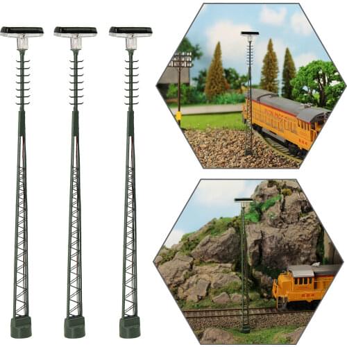LQS63HO 3pcs Model Railway Lattice Mast HO Scale Lamp Track Light Bright White Layout 1:87 14.3cm