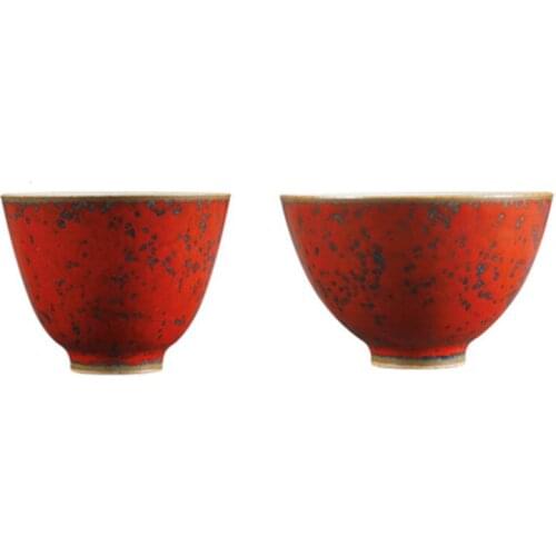 Vintage Tea Cup Red Ceramics Teacup Built Master Cup Retro Kungfu Teacup Personal Single Cup