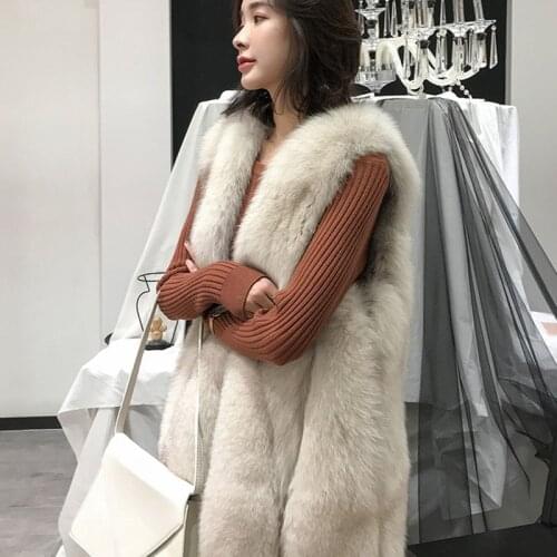 Women Clothes Real Vest Coat Winter Warm Full Pelt Fox Fur Coats Elegant Slim Jacket Manteau Femme Hiver ZL606