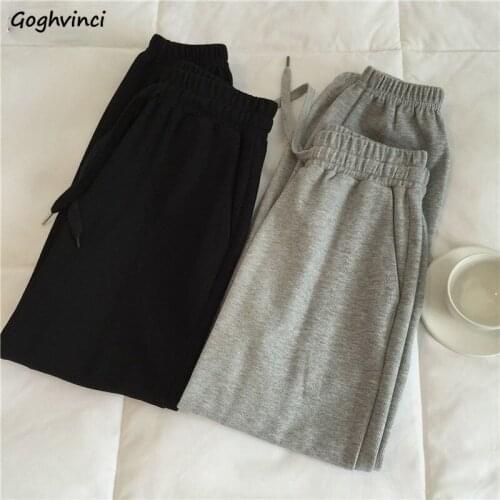 Women Pants Casual Autumn Basic All Match High Waist Drawstring Teen Full Length College Trendy Korean Style Cozy Popular Daily