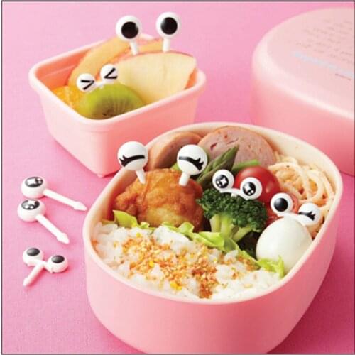 10pcs/set Fruit Toothpick Mini Eye Cartoon Pattern Expression Fruit Fork Plastic Fruit Toothpick For Children