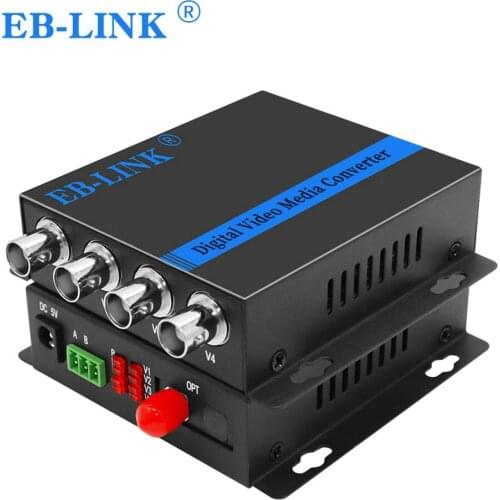 1Pair 4 Channel Digital Video Fiber Optical Media Converters Extender Single Mode FC Fiber Optic Up to 20Km for CCTV Security