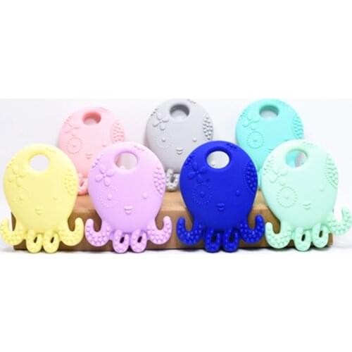 1 PC Baby Silicone Octopus Teether Cartoon Cute Octopus Shape Non-toxic Odorless Infant Children Molar Chewable Teether Toy