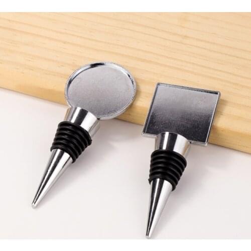 10pcs Round Square Red Wine Bottle Stopper 38mm/36mm Blank Metal Rhinestones Stopper For DIY Crystal Dome Cabochones Accessories