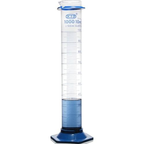 1000mL Measuring Cylinder with Spout and Graduation with Plastic Heagon Base Laboratory Chemistry Equipment
