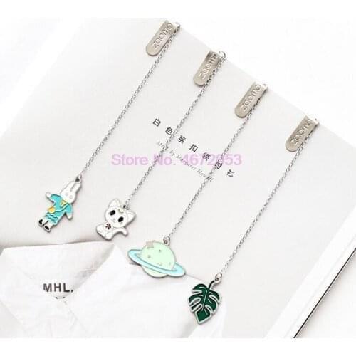 500pcs/lot Cute Cartoon Animals Metal Unicorn bookmark Bookmarks For Books Student Stationery School Office Supply Paper Clip