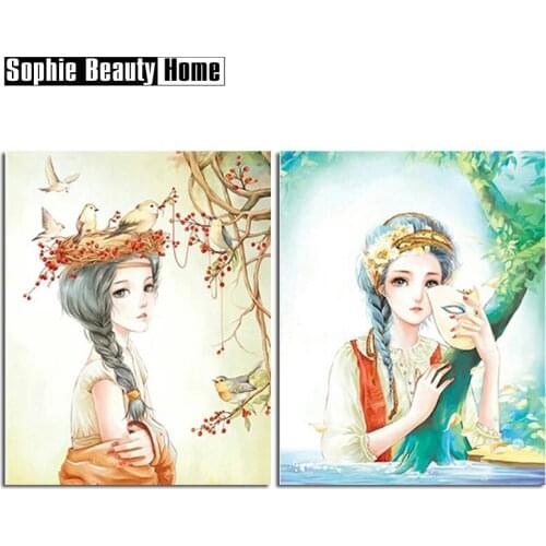 5D Full Diy Diamond Painting Cross Stitch Diamond Mosaic Needlework Crafts Diamond Embroidery Beautiful Girls Home Decor 051905