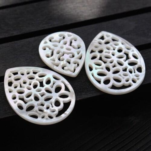 10pcs/lot Hollow Pear pearl MOP Beads Natura Drop Mother of Pearl Shell Beads for DIY Jewelry