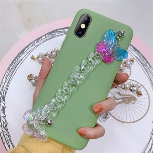 Fashion Bling Butterfly Wristband Soft Phone Case For Huawei P30 Lite TPU Cover For Huawei P20 Lite P40 Y9A Y5P Y6P Y9S Y7 Y9