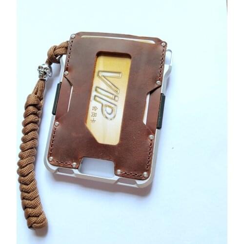 Vintage Rfid Metal Credit Card Holders for Men Genuine Leather Magic Card Wallets Business Aluminium Bank ID Cardholder Case