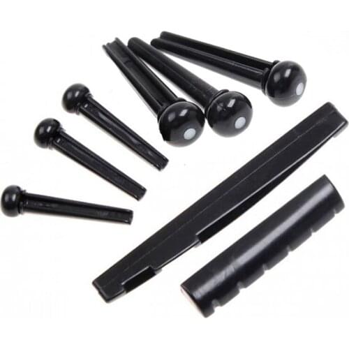 E56D Acoustic Guitar Wooden Rosewood Bridge Pins Saddle Nut Sets DIY Accesories Guitar Replacement Parts