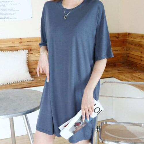 Elegant Korean Loose Night Dress Women Modal Cotton Nightgowns New Soft Sleepwear Nightshirt Female Casual Home Wear Clothes